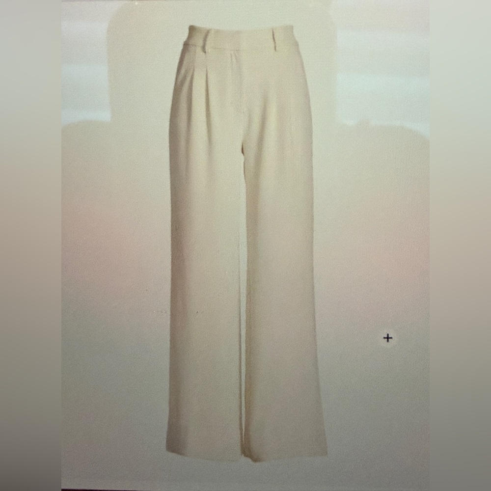 Boston Proper Ivory Wide-Leg Trousers